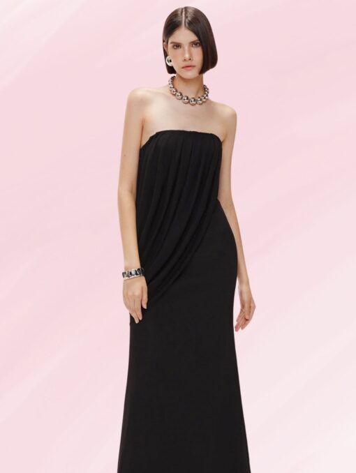 Velvet Drape Strapless Gown - Image 3