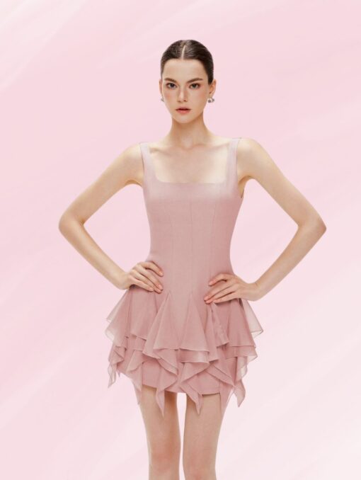 Blush Petal Ruffle Mini Dress - Image 3