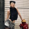 Faux Fur Vest & Ruffle Mini Skirt Set – Edgy Avant-Garde Street Look